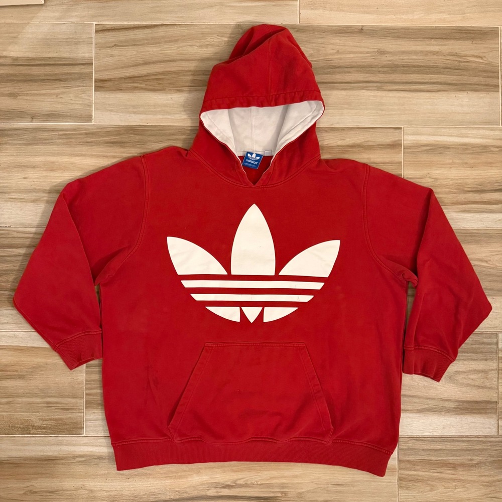 Adidas Originals Trefoil Big Logo Hoodie Red White Z17724 Mens 2XL